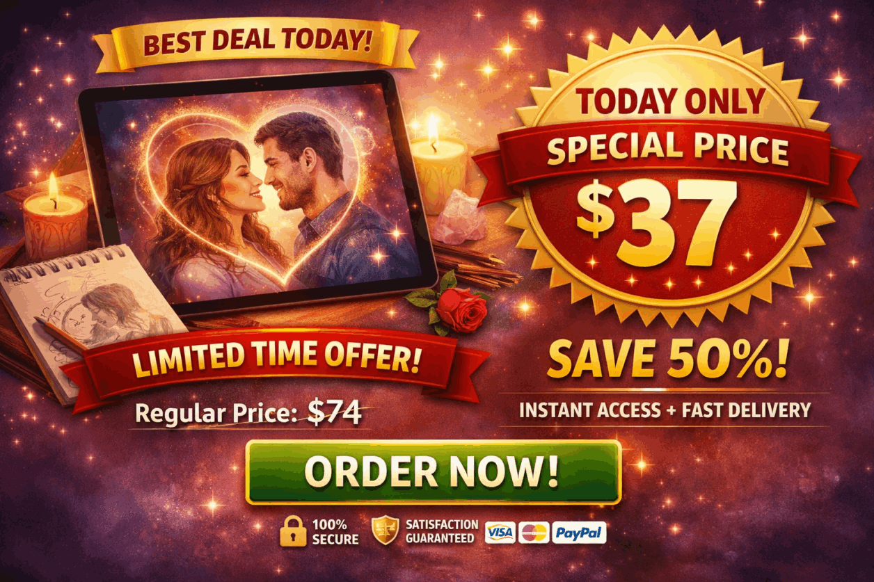 Limited time Soulmate Story deal featuring a personalized soulmate drawing with today’s special price of $37 instead of $74